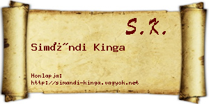 Simándi Kinga névjegykártya