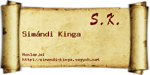 Simándi Kinga névjegykártya